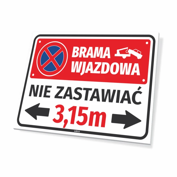 Entrance gate sign, do not block, with a field for gate width - Graphic design. Simple shape, red no entry sign.