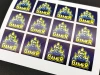 Custom adhesive label - Graphic design. Square stickers featuring a character in flames with the text GAMER.