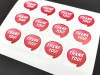 Custom printed self-adhesive label - Graphic design. Round stickers with "Thank You" in red.