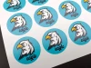 Custom adhesive label - Graphic design. Round stickers featuring an eagle image and the text "eagle".
