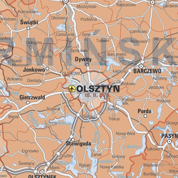 Magnetic dry-erase administrative map of Poland featuring outlines of cities and rivers.