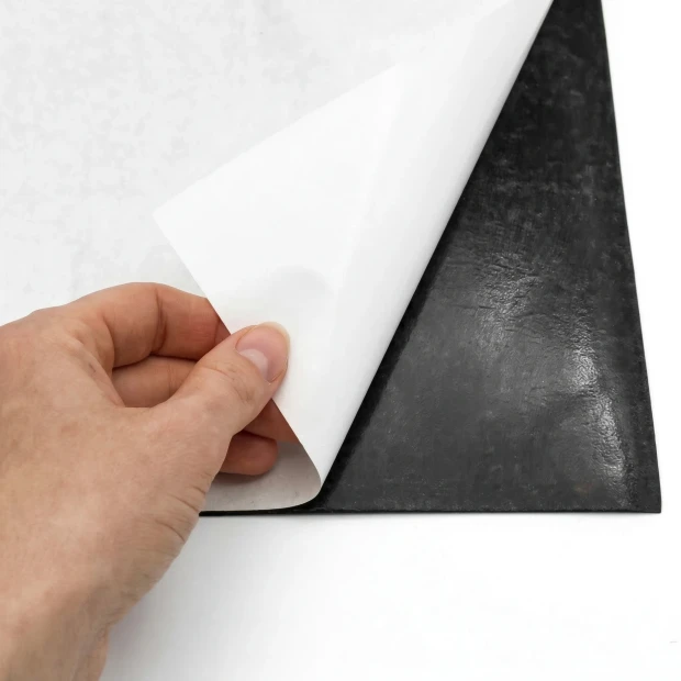 Self-adhesive magnetic strip by the meter, 61cm wide - Graphic design. Black and white surface with a smooth texture.