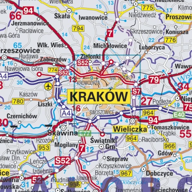 Magnetic administrative road map of Poland featuring roads, cities, and rivers in various designs.