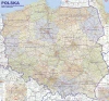 Magnetic administrative road map of Poland featuring outlines and divisions.