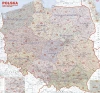 Magnetic dry-erase board of Poland with postal codes, featuring a map divided by voivodeships and numbers.