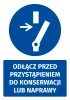 Safety sticker with a disconnect icon before maintenance or repair - Round blue symbol.