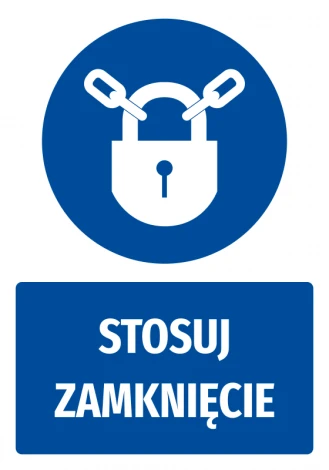 Safety sticker with a graphic of a padlock and chain, featuring the text "Use Lock" in a rectangular box.