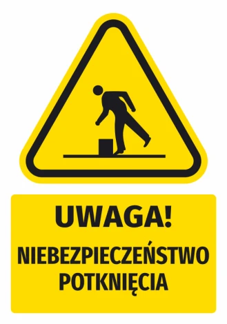 Warning safety sticker with a caution symbol for slip hazards - graphic design. Triangle with a human figure.