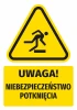 Warning safety sticker with a slip hazard icon - triangular design featuring a figure.