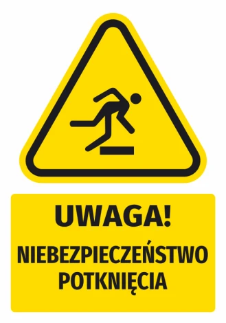 Warning safety sticker with a slip hazard icon - triangular design featuring a figure.
