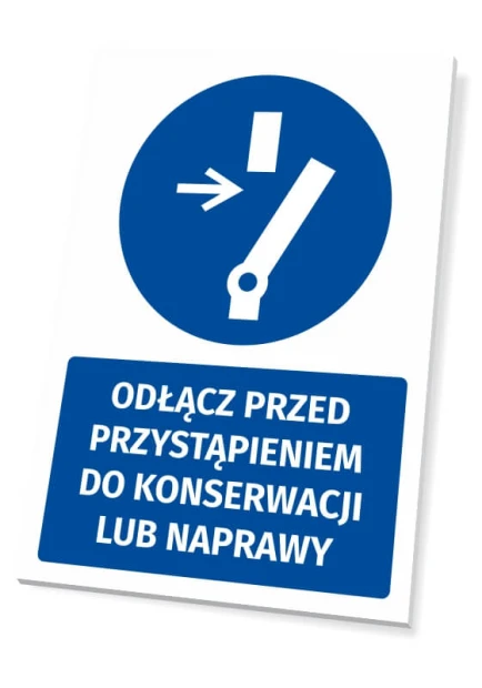Safety sign with icon: Disconnect before maintenance or repair - Graphic design. Round icon.
