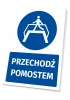 Safety sign with a pictogram for using the walkway - round blue icon showing a person crossing.