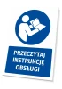 Safety sign with the icon "Read the instruction manual" - Graphic design. Round icon depicts a person.