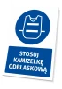 Safety sign with a pictogram: Wear a reflective vest - Graphic design. Round pictogram featuring a reflective vest.
