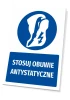 Safety sign with an antistatic footwear icon - round design featuring a shoe and lightning bolt.