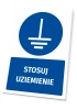 Safety sign with grounding symbol - round icon on blue background.