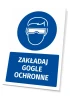 Safety sign with the icon "Wear Safety Goggles" - Round graphic featuring a figure wearing protective goggles.