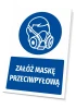 Safety sign with a pictogram: Wear a dust mask - Graphic design. Round pictogram featuring a dust mask silhouette.
