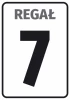 Informational sticker for shelf labeling - Graphic design with a large dark number 7 on a white background.