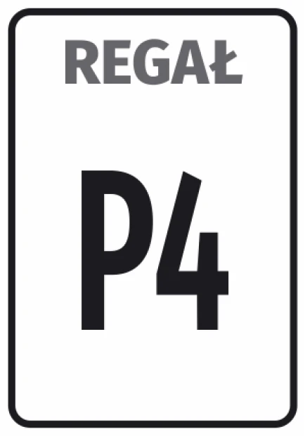 Information sticker for shelf labeling - Graphic design. Bold letters, simple shape, contrasting colors.