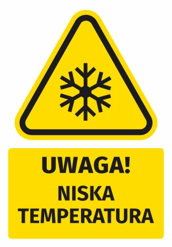 Warning Sign, Safety Information Sticker Attention! Low Temperature