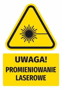 Warning safety sticker with laser radiation icon - triangular shape with symbol.