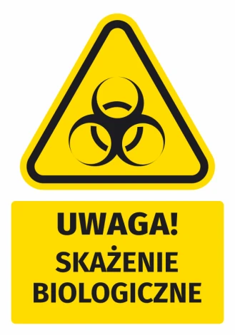 Warning safety sticker with biohazard symbol - graphic design. Triangle with biological hazard icon.