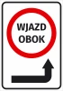 Entrance sticker with right arrow - Graphic design. Red circle with "ENTRANCE NEXT TO" and black right arrow.