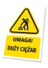 Warning safety sign with a caution symbol for heavy loads. Triangular shape with a black pictogram.