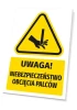 Warning sign with a pictogram: Caution! Finger cutting hazard - triangular shape in black.
