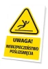Warning safety sign with a slip hazard icon - graphic design. Yellow triangle with black.