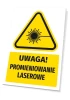 Warning sign with laser radiation pictogram - graphic design. Triangle with black laser symbol.