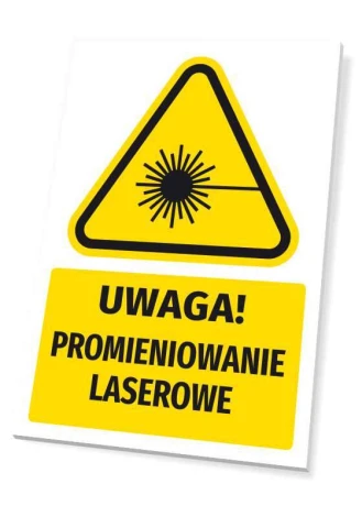 Warning sign with laser radiation pictogram - graphic design. Triangle with black laser symbol.