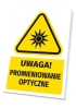 Warning sign with optical radiation pictogram - graphic design. Triangle with black sun symbol.
