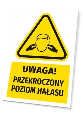 Warning sign with a noise level icon - graphic design. Triangle with a black pictogram.