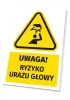 Warning safety sign with head injury risk symbol T727 - Graphic design. Yellow triangle with black symbol.