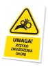Safety warning sign with a caution symbol: Risk of hand crushing - Graphic design features a yellow triangle with black.