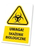 Warning safety sign with biohazard icon - triangular shape with symbol.