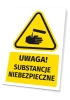 Warning safety sign with hazardous substances icon - triangular shape in black.
