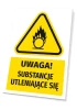 Warning sign with oxidizing substances pictogram - triangular shape.