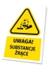 Warning sign for hazardous substances T738 - Yellow triangle with black pictogram.
