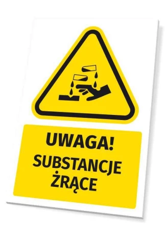 Warning sign for hazardous substances T738 - Yellow triangle with black pictogram.