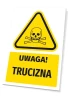 Warning safety sign with poison symbol - triangular shape with yellow background and skull design.