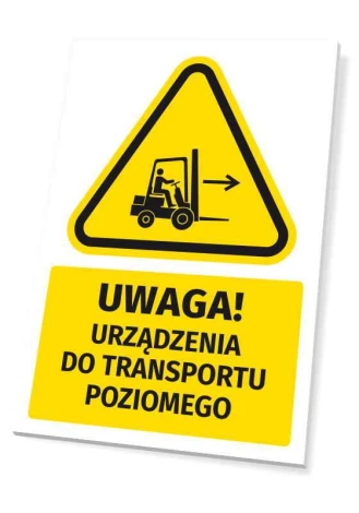 Safety warning sign with a pictogram for horizontal transport devices - graphic design.