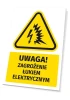 Warning safety sign with electric arc hazard pictogram - graphic design. Triangle with lightning bolt.