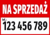 For Sale Sticker with Phone Number - Graphic Design. Red background with white text and black phone number.