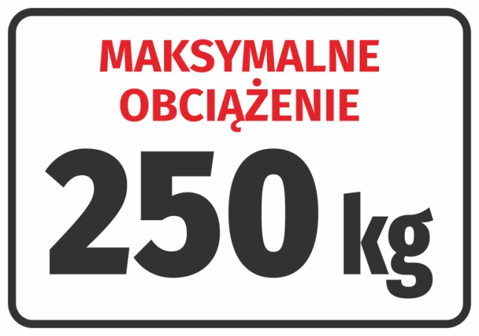 Sticker Maximum Load with a weight entry field - Graphic design. Red text on a white background in large font.