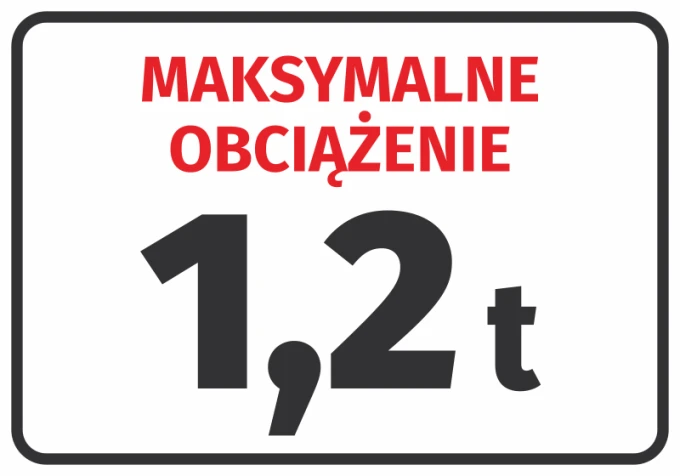Sticker Maximum Load with a weight input field - Graphic design. Large red text.