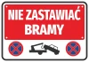 Sticker: Do Not Block Gate - Graphic Design. Red background with white text, towing symbol, and no parking sign.