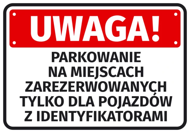 Reserved parking sticker for vehicles with permits - Graphic design. Red background.